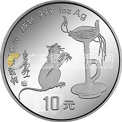 1996中國丙子（鼠）年金銀鉑紀念幣1盎司圓形銀質(zhì)紀念幣
