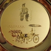 西安兵馬俑旅游金銀盤,鍍金盤,鍍金紀念盤,紀念獎盤,擺件圓盤
